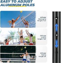 Professional Portable Volleyball Net Set with Heavy Duty Poles Ball Pump Beach