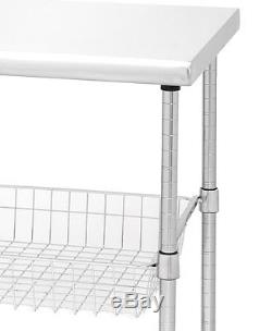Professional Rolling Kitchen Cart Cutting Table Stainless Steel Wheel Heavy Duty