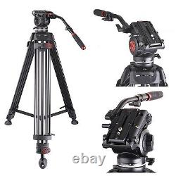 Professional Video Tripod 72 Inch Heavy Duty, 360 Degree Fluid Head And 2-Sect