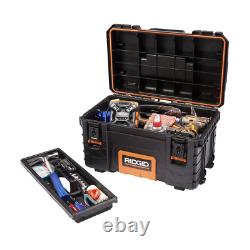 RIDGID 22 In. Pro Tool Box Portable Storage Heavy Duty Organizer Durable Black