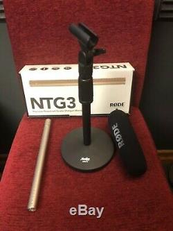 Rode NTG-3 Shotgun Microphone with Pop Filter And Heavy Duty Mic Stand