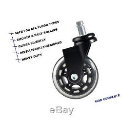 Set of (5) Office Chair Caster Wheels for Professionals- HEAVY DUTY 3 Sleek