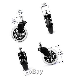 Set of (5) Office Chair Caster Wheels for Professionals- HEAVY DUTY 3 Sleek