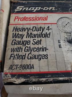 Snap On PROFESSIONAL Heavy Duty 4 Way Manifold Gauge Set GLYCERIN-FILLED GAUGES