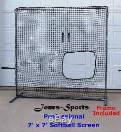 Softball Safety Screen 7' x 7' Professional Galv Frame with Heavy Duty 60ply Net