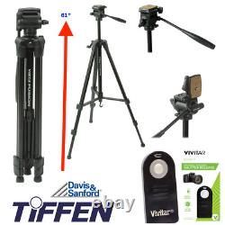 Tiffen Heavy Duty Pro 61 Tripod +remote For Eos Canon Rebel Nikon Sony Dslr