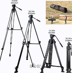 VILTROX VX-18M Professional Heavy Duty Video Camcorder Tripod with Fluid Drag He