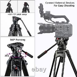VILTROX VX-18M Professional Heavy Duty Video Camcorder Tripod with Fluid Drag He