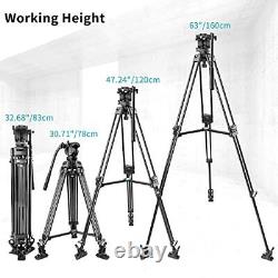 Video Tripod with Carry Bag 30 Lbs Load Capacity Professional Heavy Duty Alum