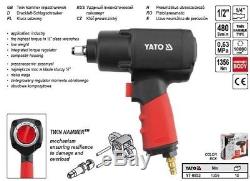 Yato professional heavy duty 1/2 twin hammer air impact wrench 1356 Nm YT-0953